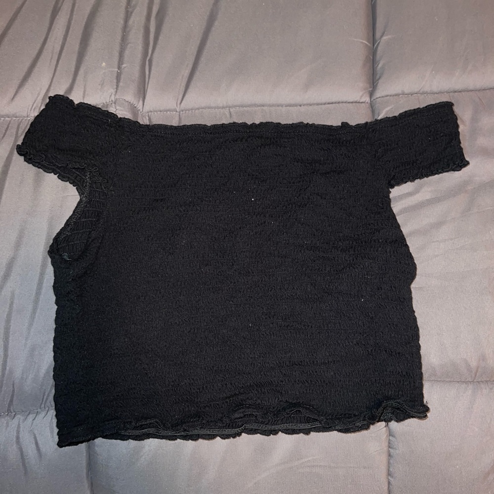 Black Off the Shoulder Crop Top